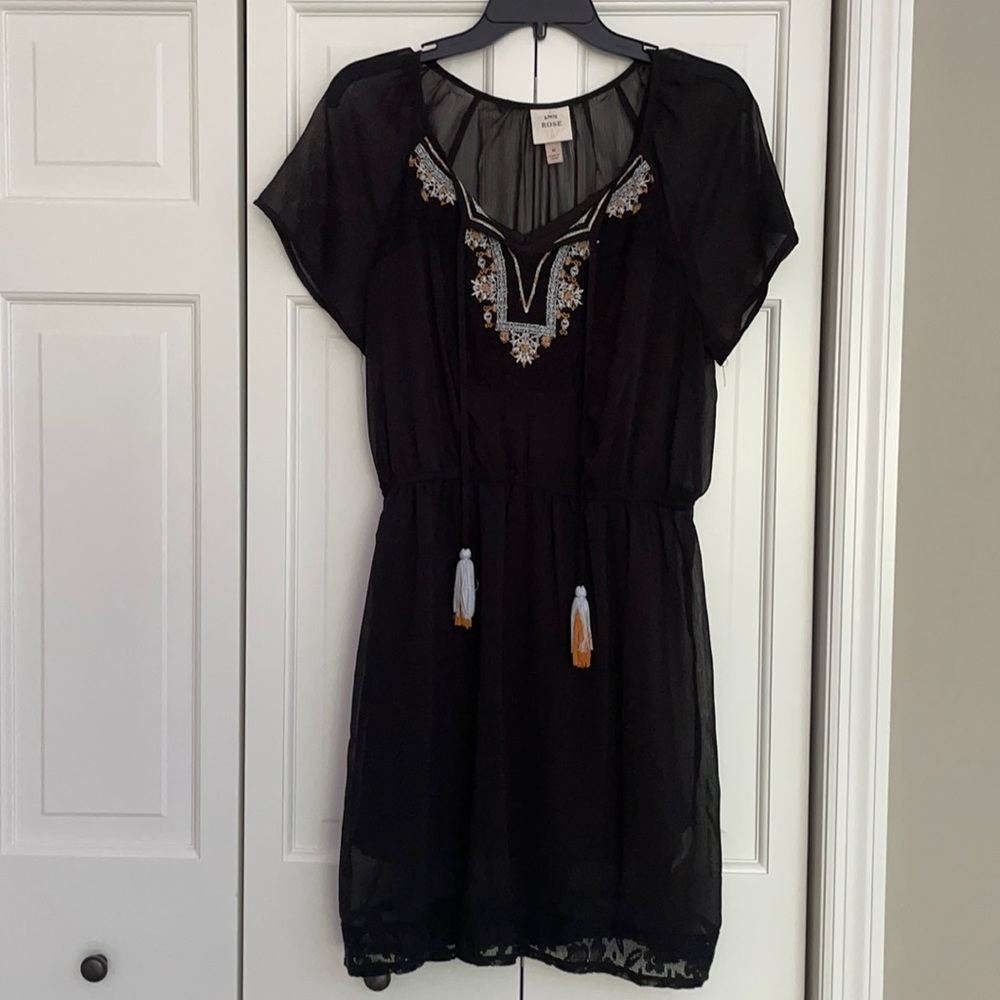 Black sheer dress with tassels